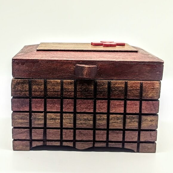 George W. Osborne Handmade Wood Hearts Hinged Box - Picture 2 of 9